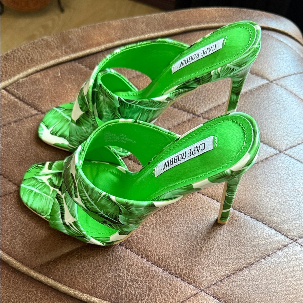 Cape Robbin Tropical Green Leaf Heels